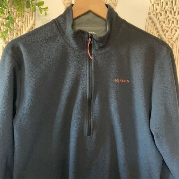 SIMMS Men’s 1/4 Zip Fleece Pullover Black Orange Size Medium - Picture 3 of 7